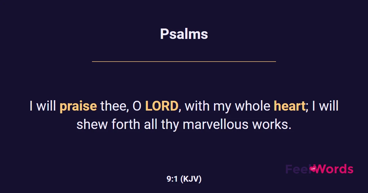 Psalms 9:1 (KJV) - Bible Verse