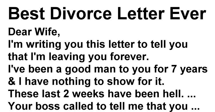 Husband Demands A Divorce In Letter To Wife But Her Reply Makes Him Regret Every Word Faithful