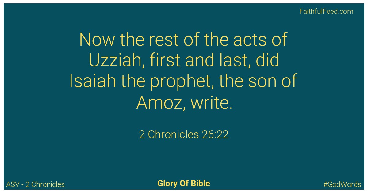 2-chronicles 26:22 - Asv