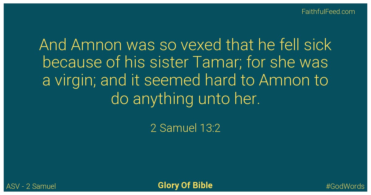 2-samuel 13:2 - Asv