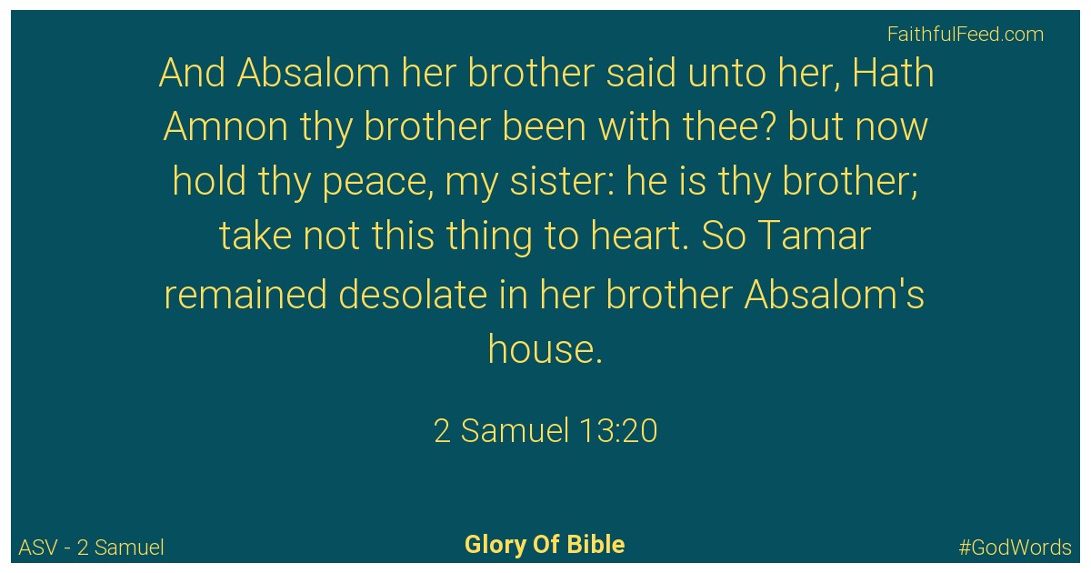 2-samuel 13:20 - Asv