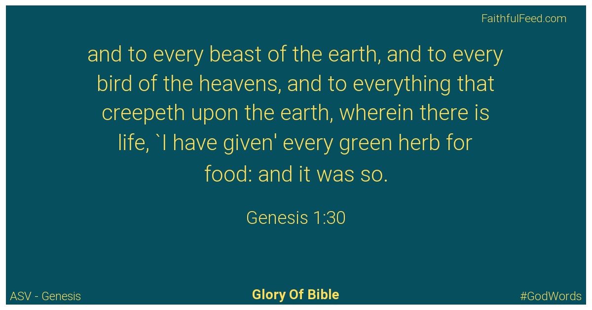 Genesis 1:30 - Asv