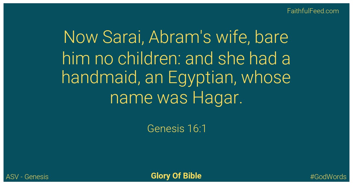 Genesis 16:1 - Asv