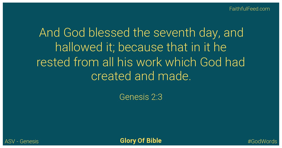 Genesis 2:3 - Asv