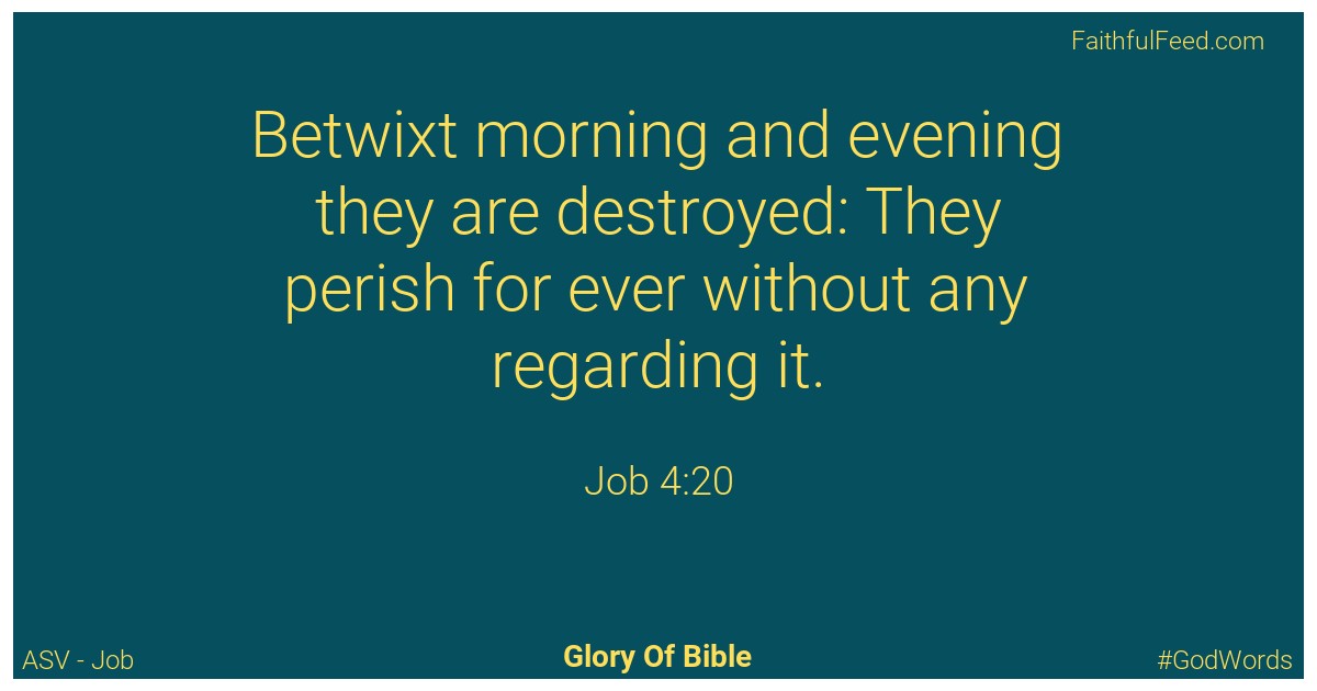 Job 4:20 - Asv