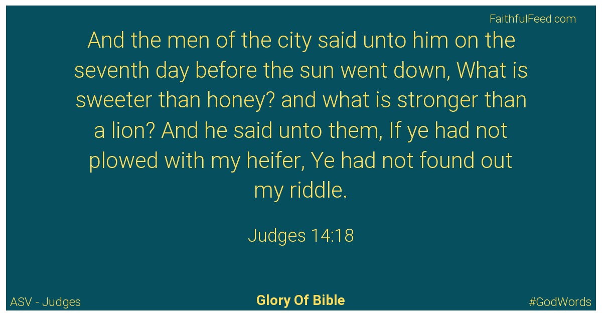 Judges 14:18 - Asv