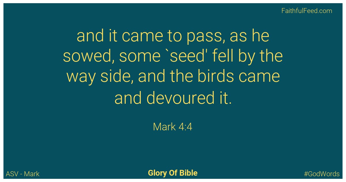 Mark 4:4 - Asv