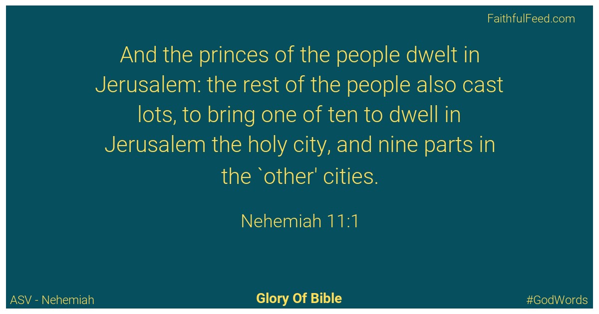 Nehemiah 11:1 - Asv