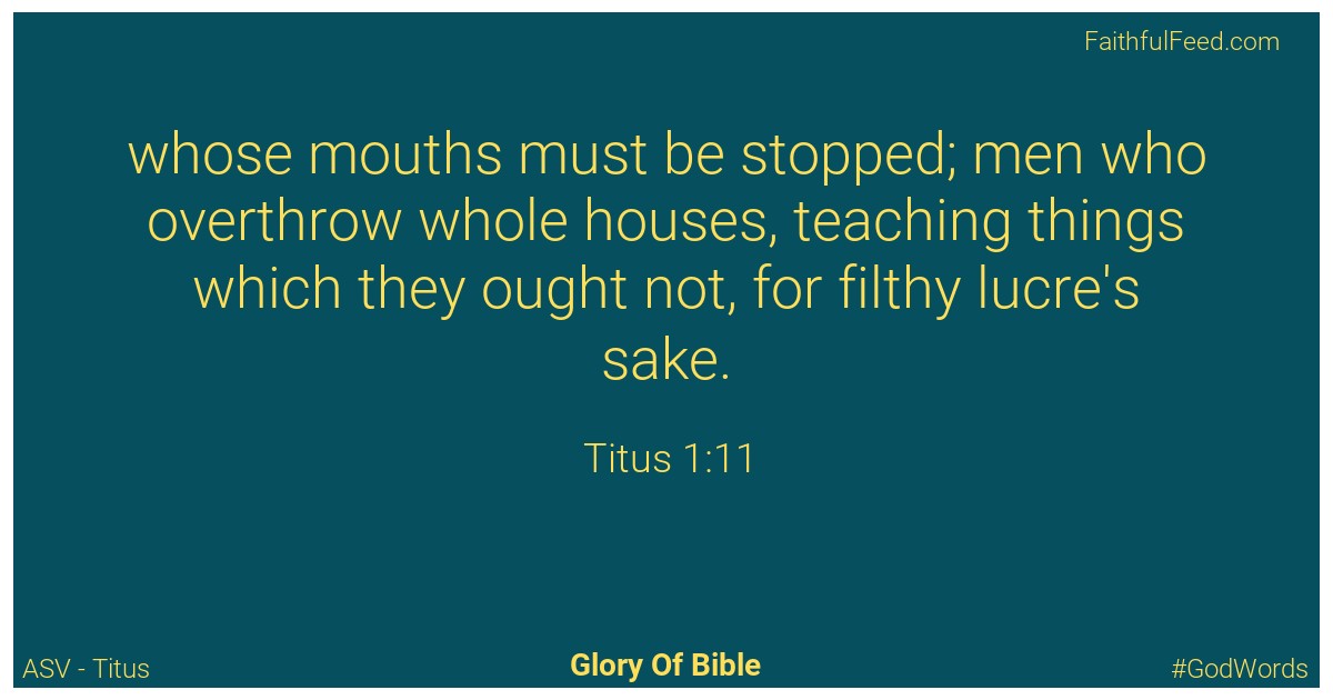 Titus 1:11 - Asv