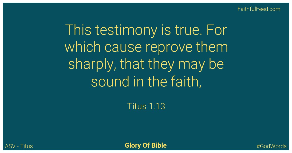 Titus 1:13 - Asv