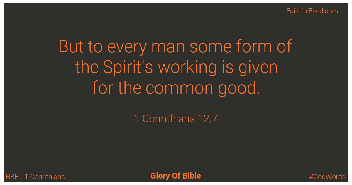 1-corinthians 12:7 - Bbe