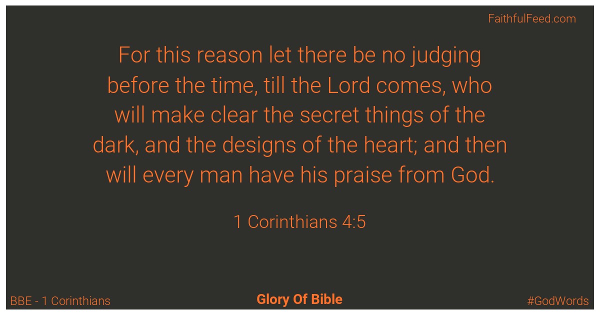 1-corinthians 4:5 - Bbe
