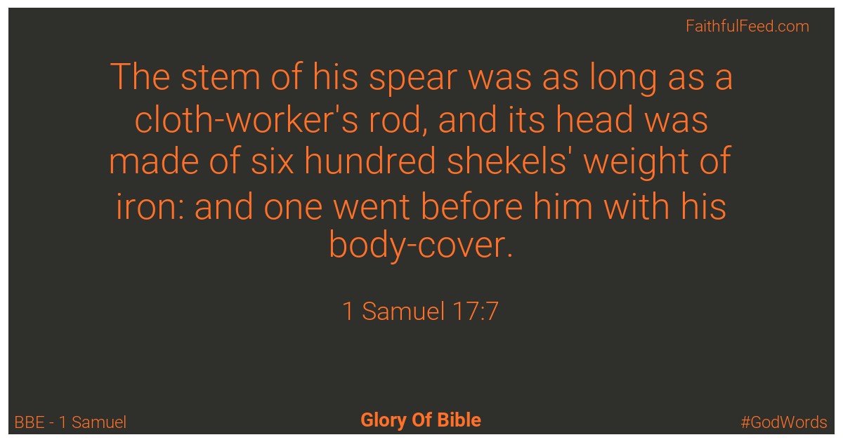 1-samuel 17:7 - Bbe