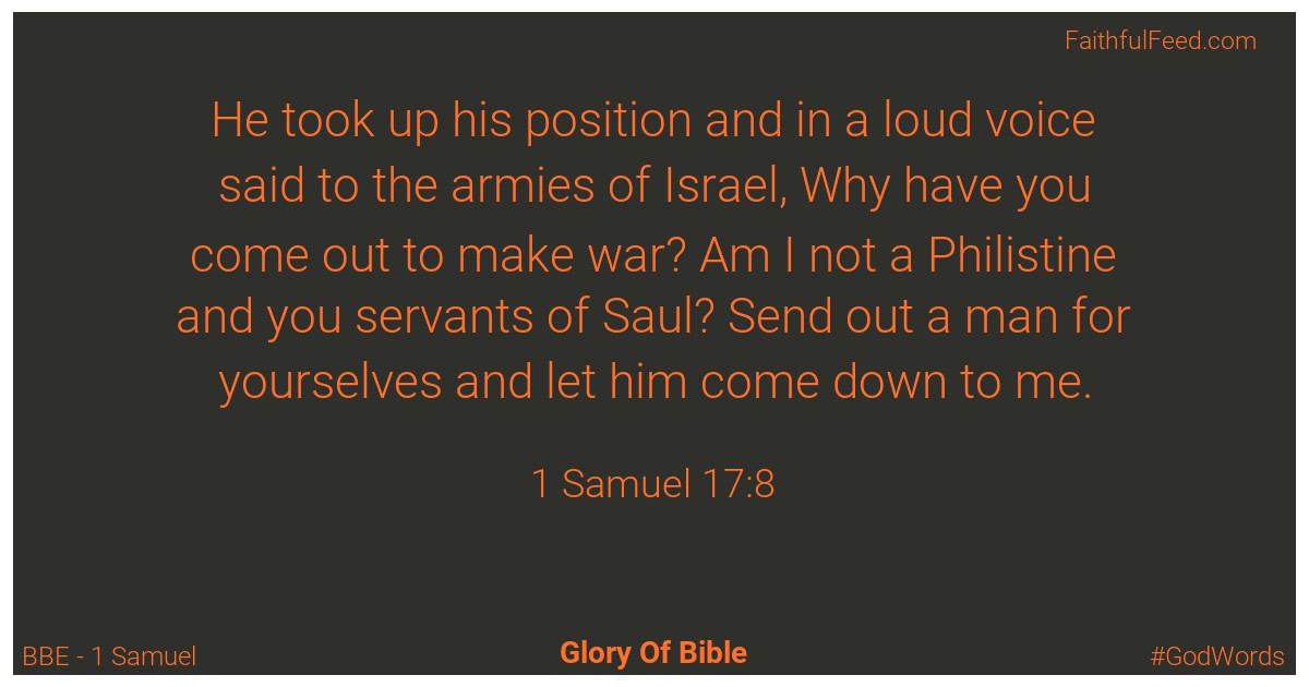 1-samuel 17:8 - Bbe