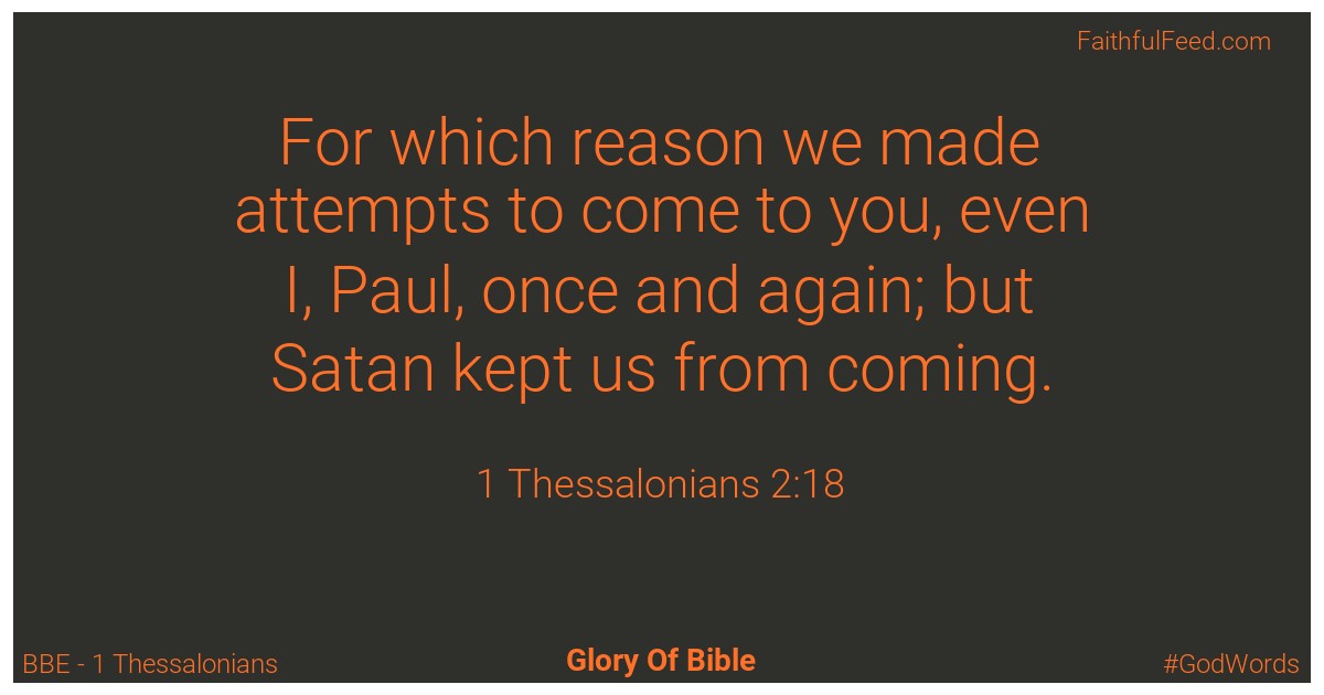 1-thessalonians 2:18 - Bbe