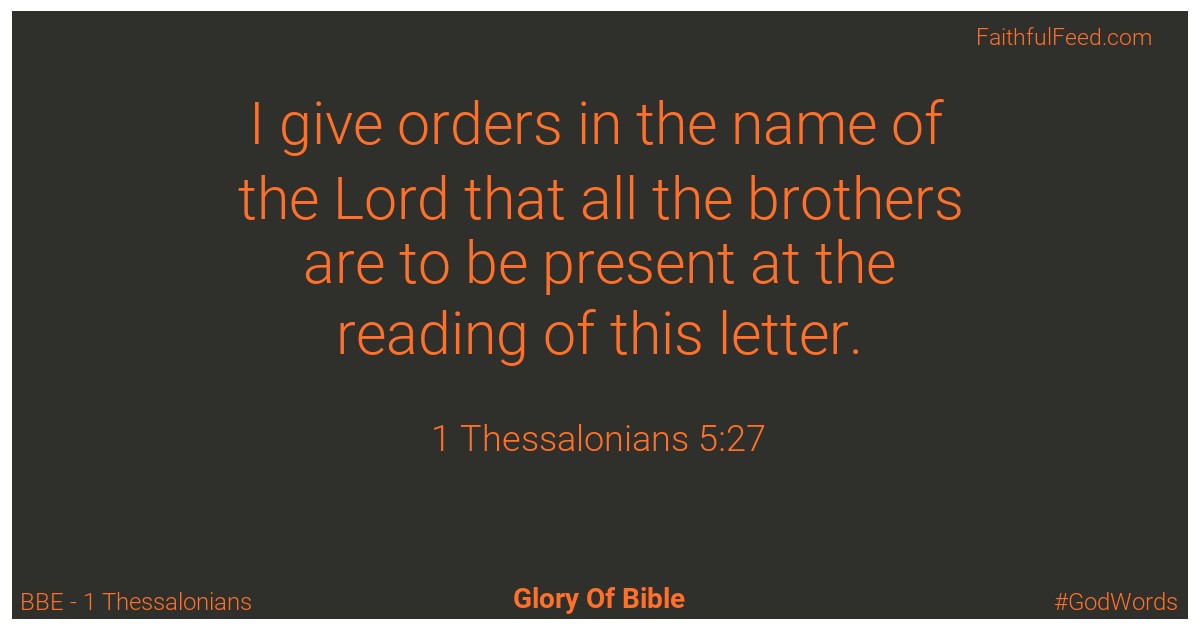 1-thessalonians 5:27 - Bbe