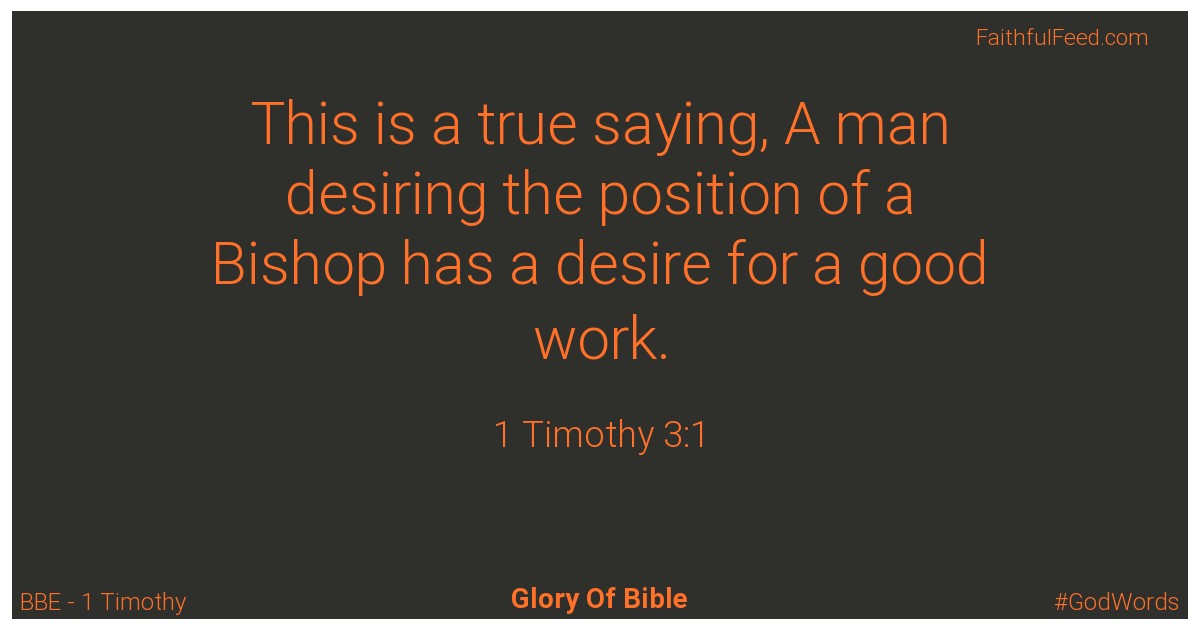 1-timothy 3:1 - Bbe
