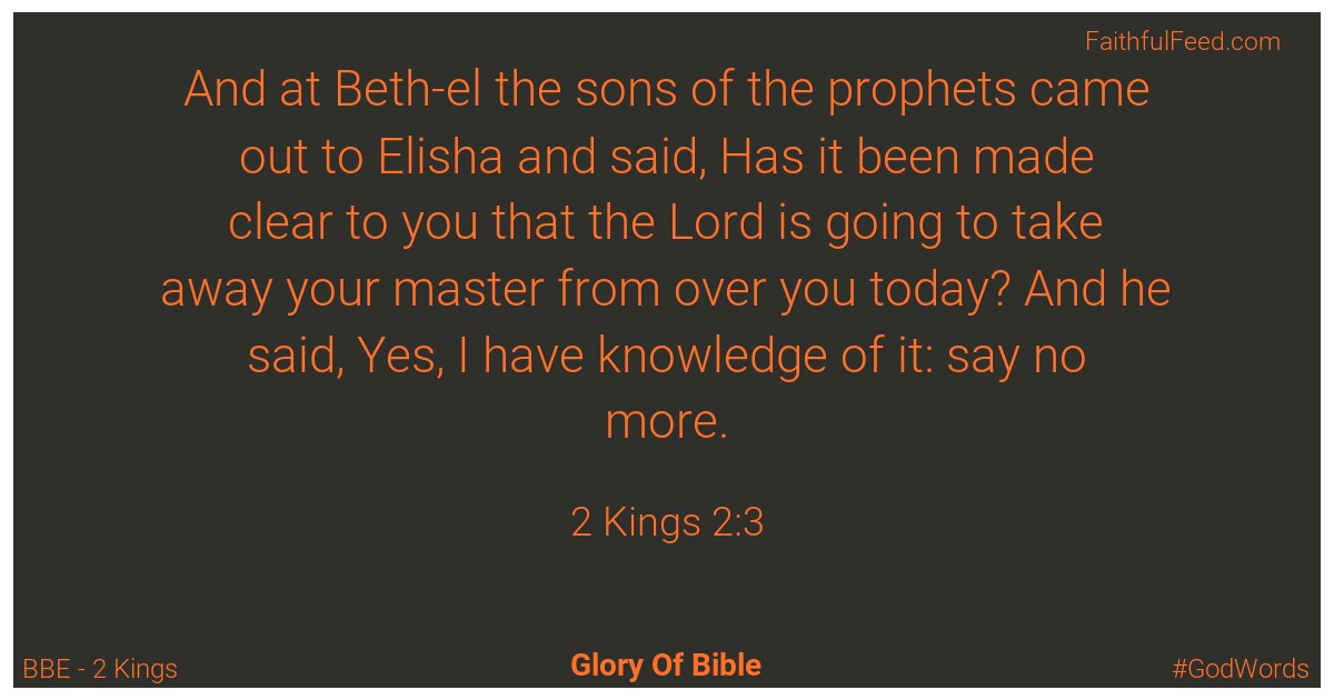 2-kings 2:3 - Bbe