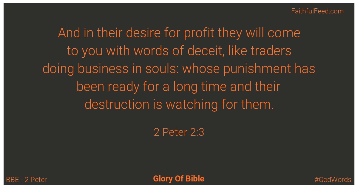 2-peter 2:3 - Bbe