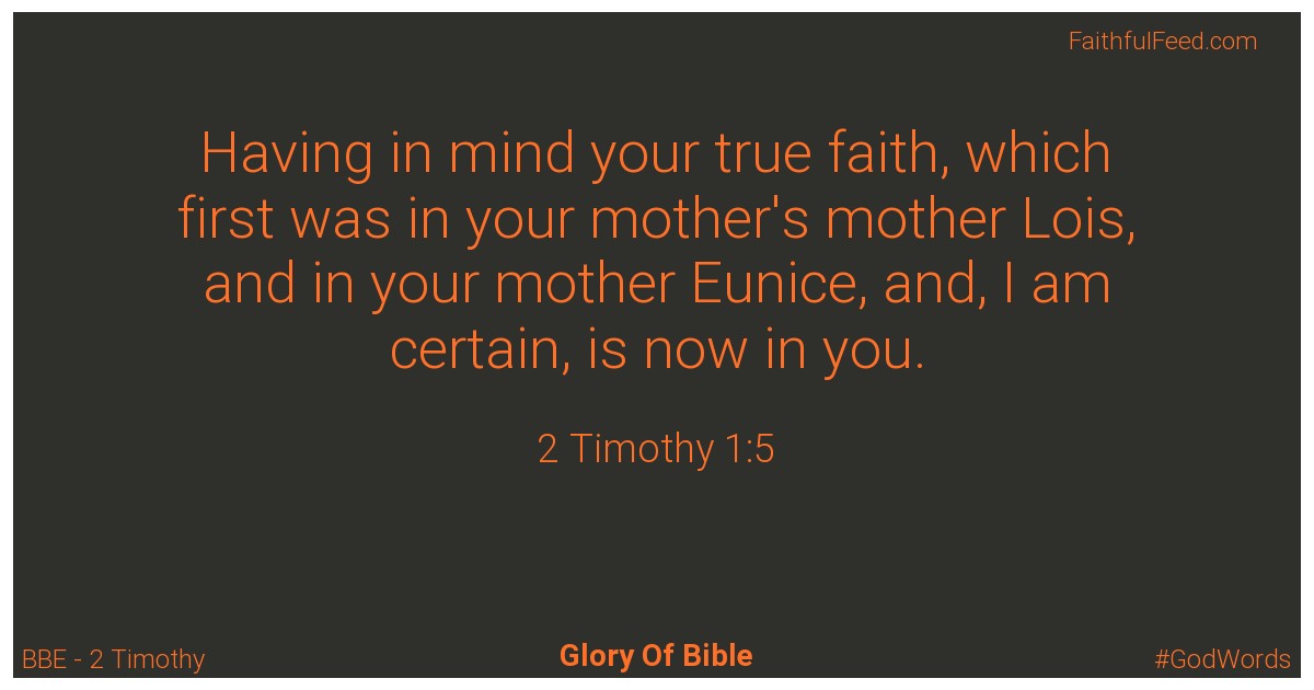 2-timothy 1:5 - Bbe
