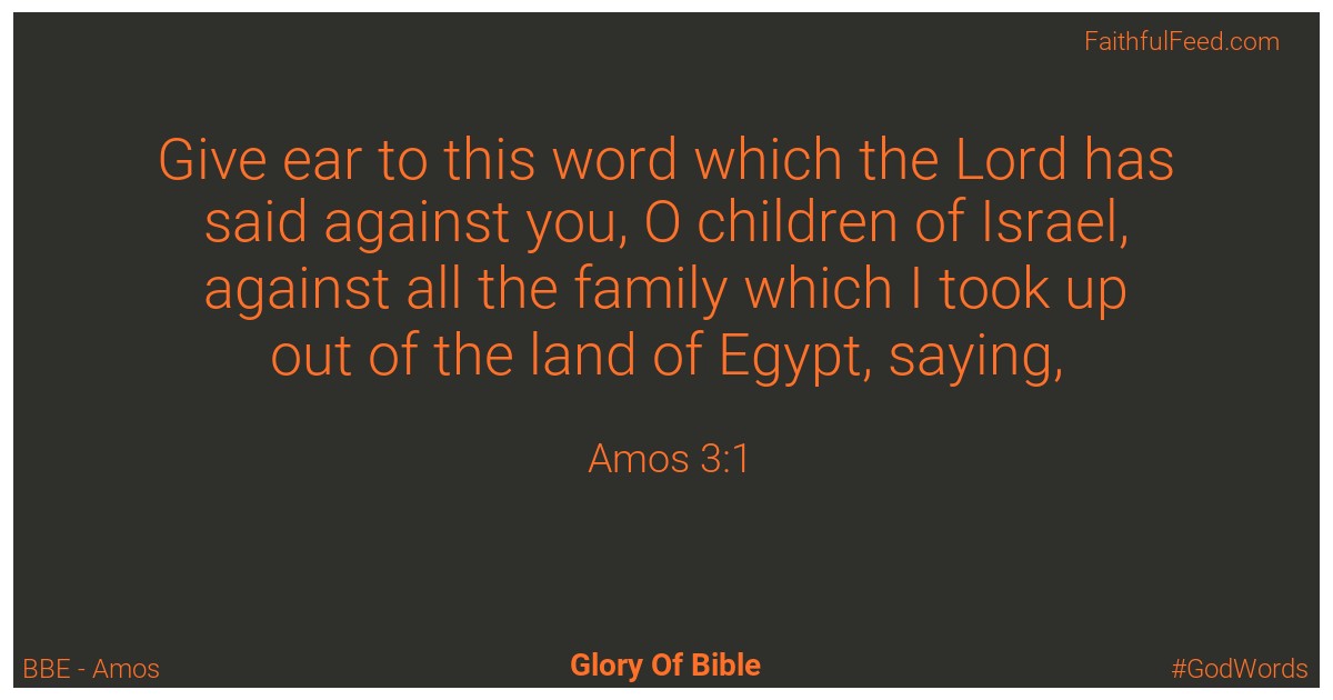 Amos 3:1 - Bbe