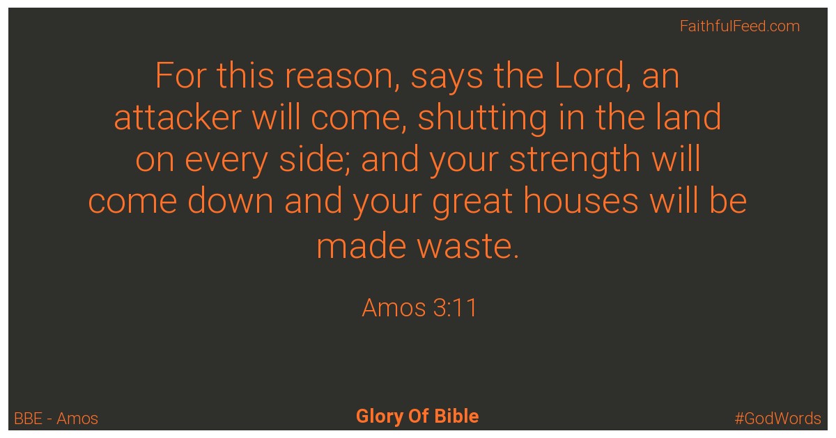 Amos 3:11 - Bbe