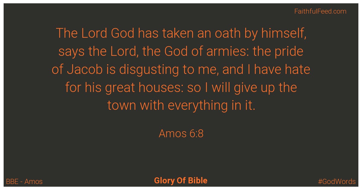 Amos 6:8 - Bbe