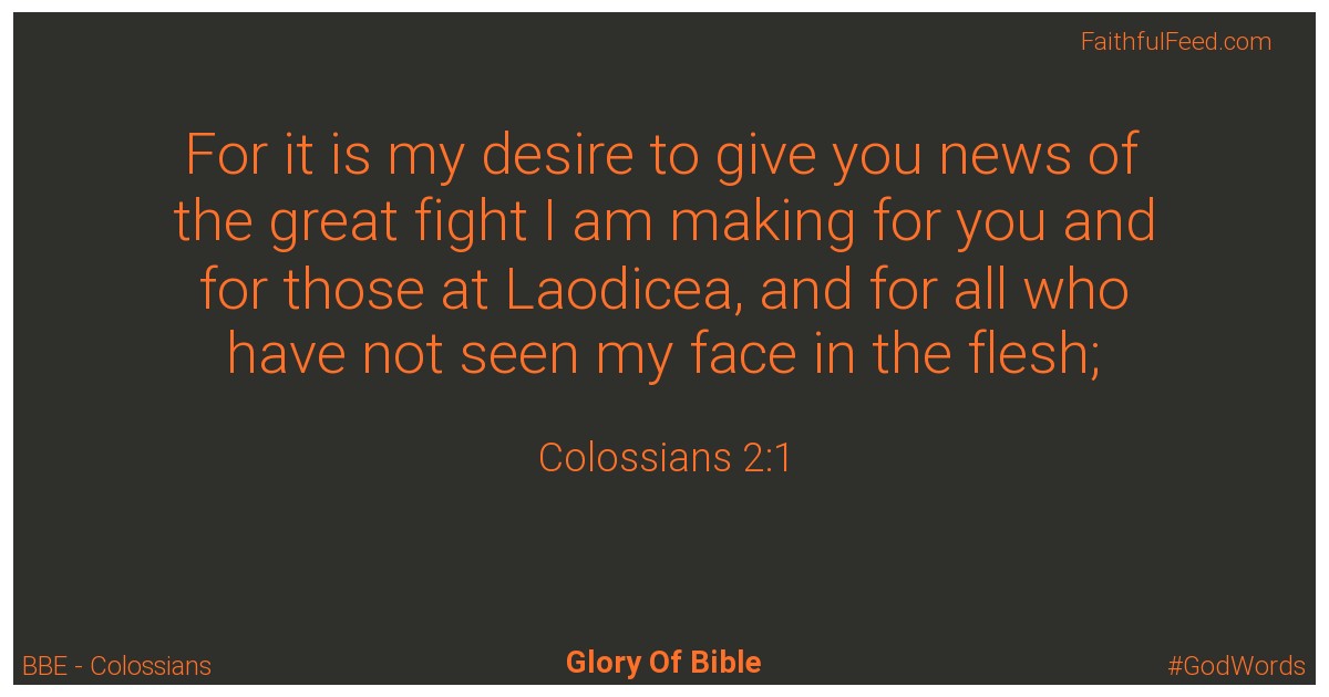 Colossians 2:1 - Bbe