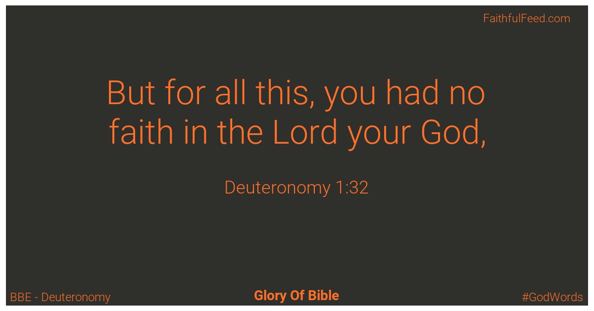 Deuteronomy 1:32 - Bbe