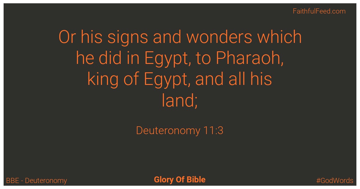 Deuteronomy 11:3 - Bbe