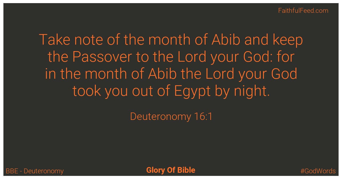 Deuteronomy 16:1 - Bbe