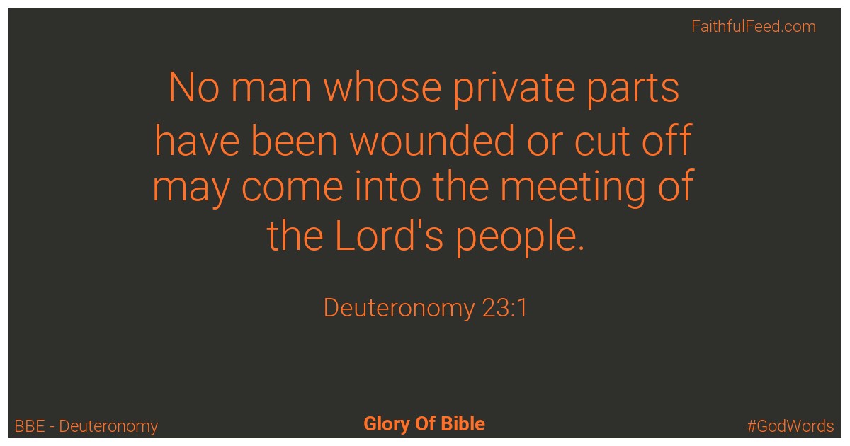 Deuteronomy 23:1 - Bbe