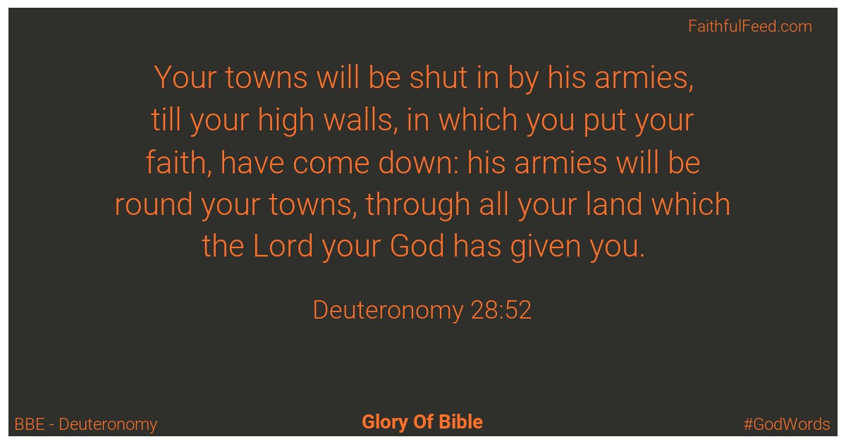 Deuteronomy 28:52 - Bbe