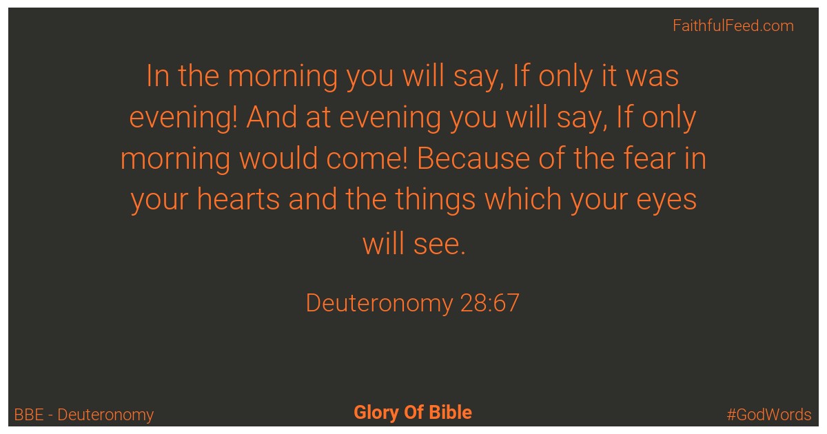 Deuteronomy 28:67 - Bbe