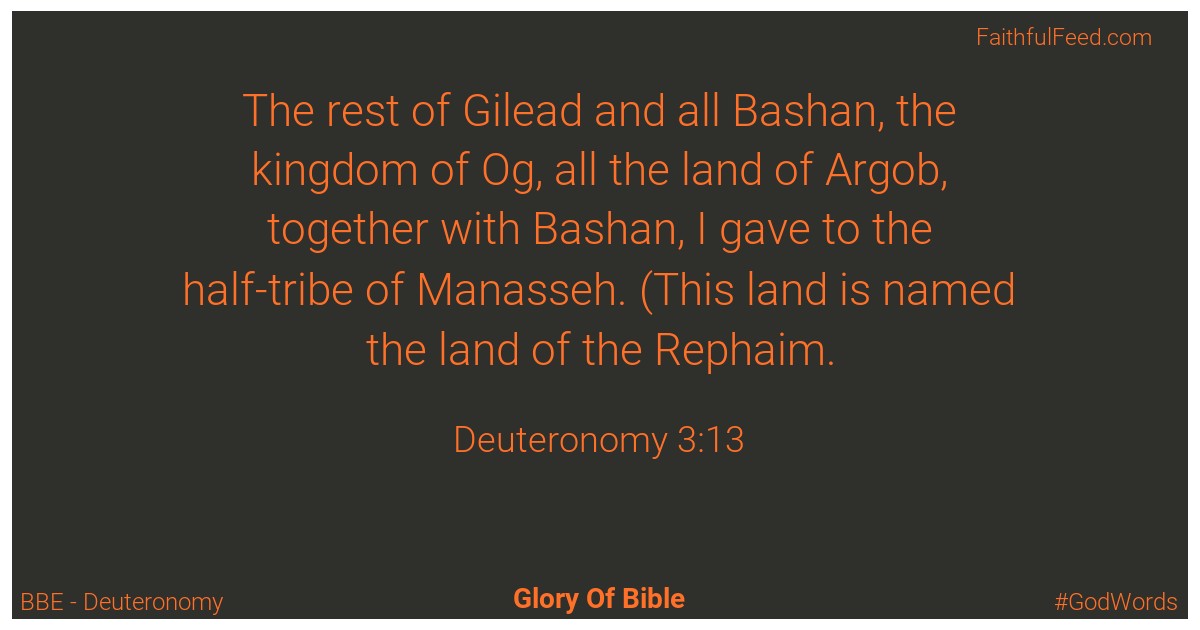 Deuteronomy 3:13 - Bbe