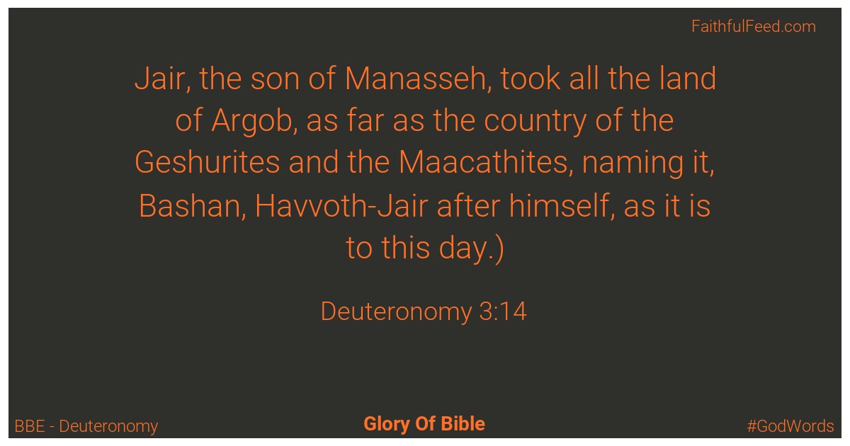 Deuteronomy 3:14 - Bbe