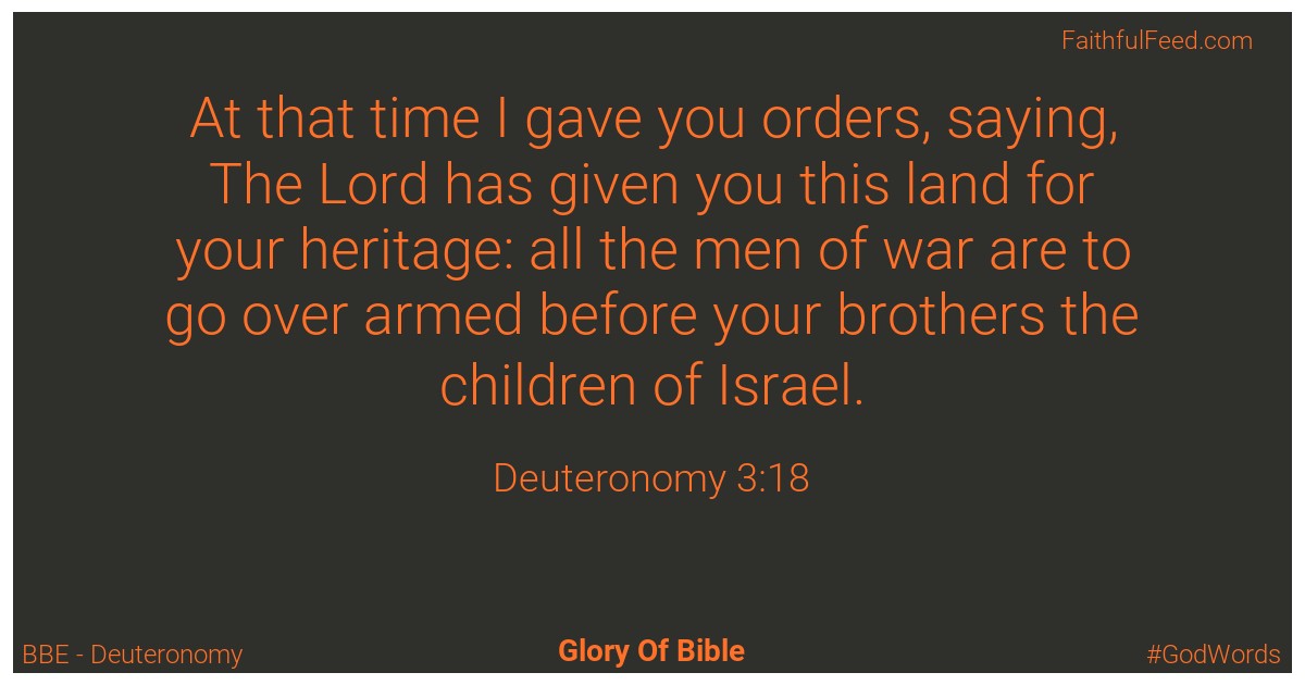 Deuteronomy 3:18 - Bbe