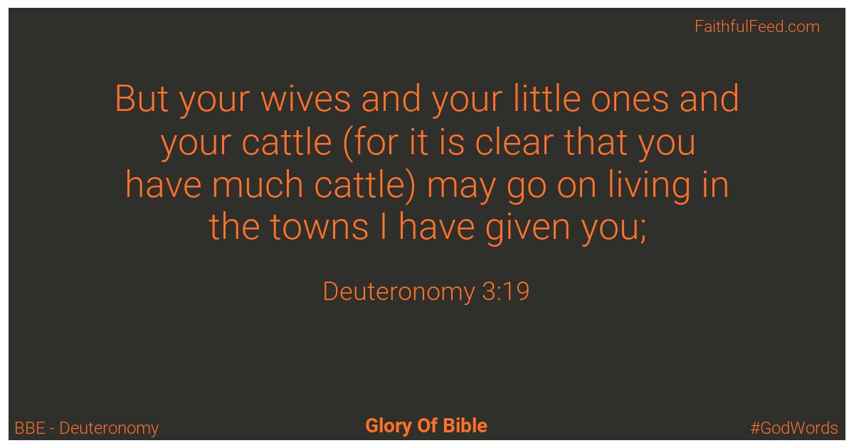 Deuteronomy 3:19 - Bbe