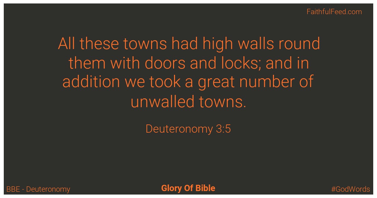 Deuteronomy 3:5 - Bbe