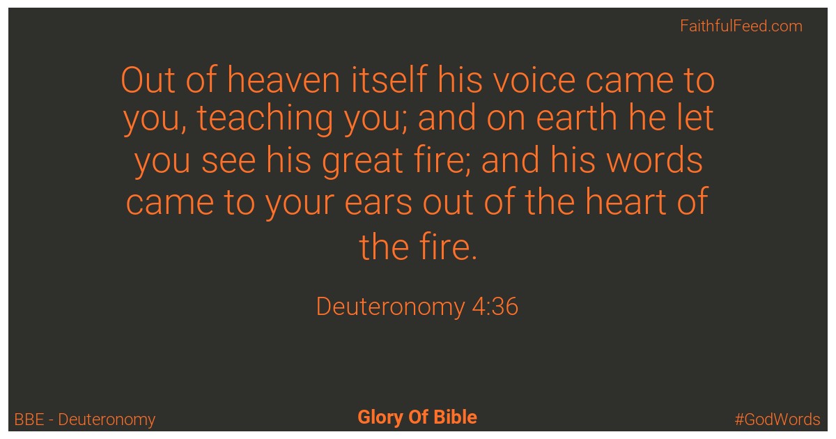 Deuteronomy 4:36 - Bbe