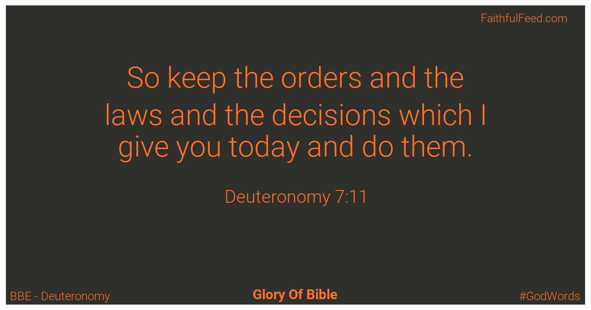 Deuteronomy 7:11 - Bbe