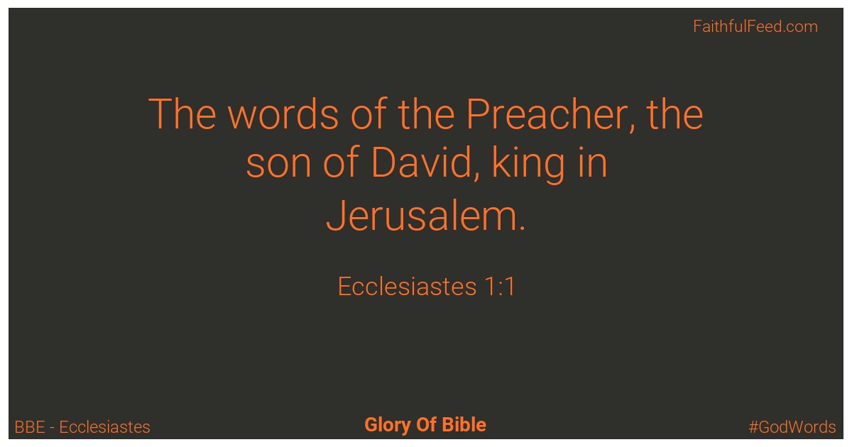 Ecclesiastes 1:1 - Bbe