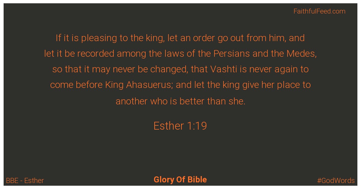 Esther 1:19 - Bbe