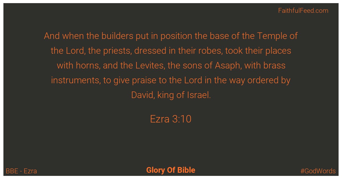 Ezra 3:10 - Bbe