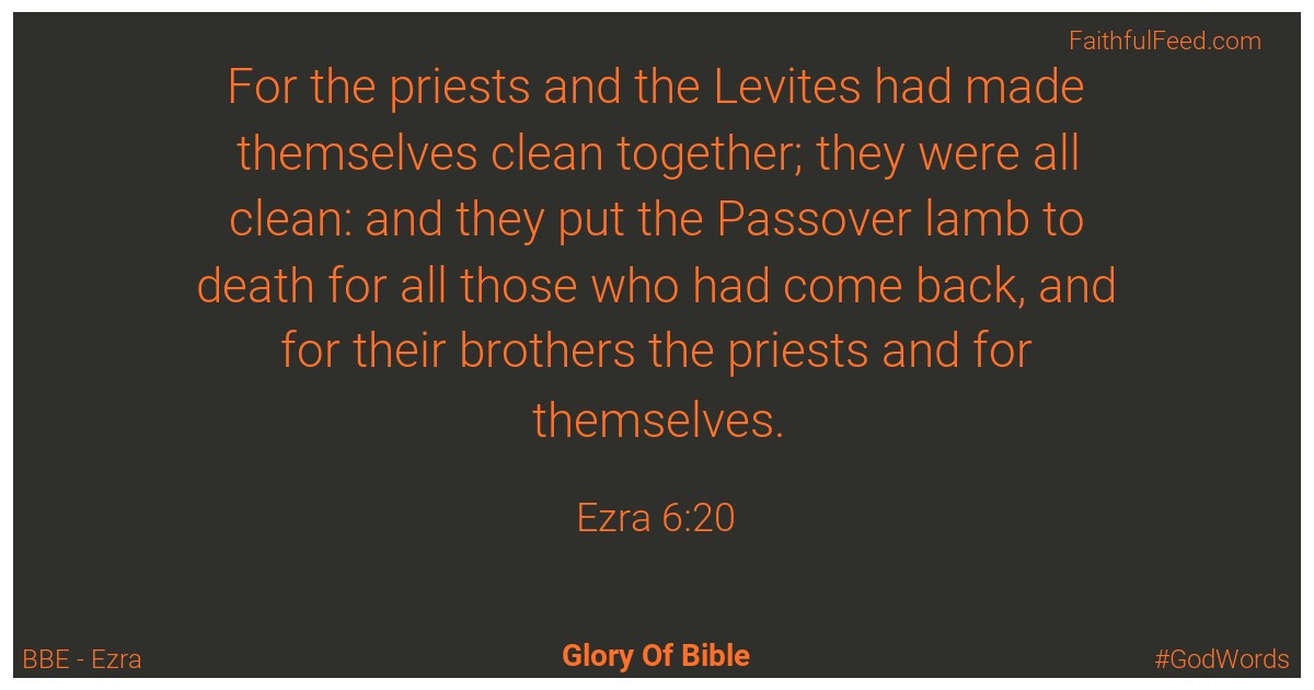 Ezra 6:20 - Bbe