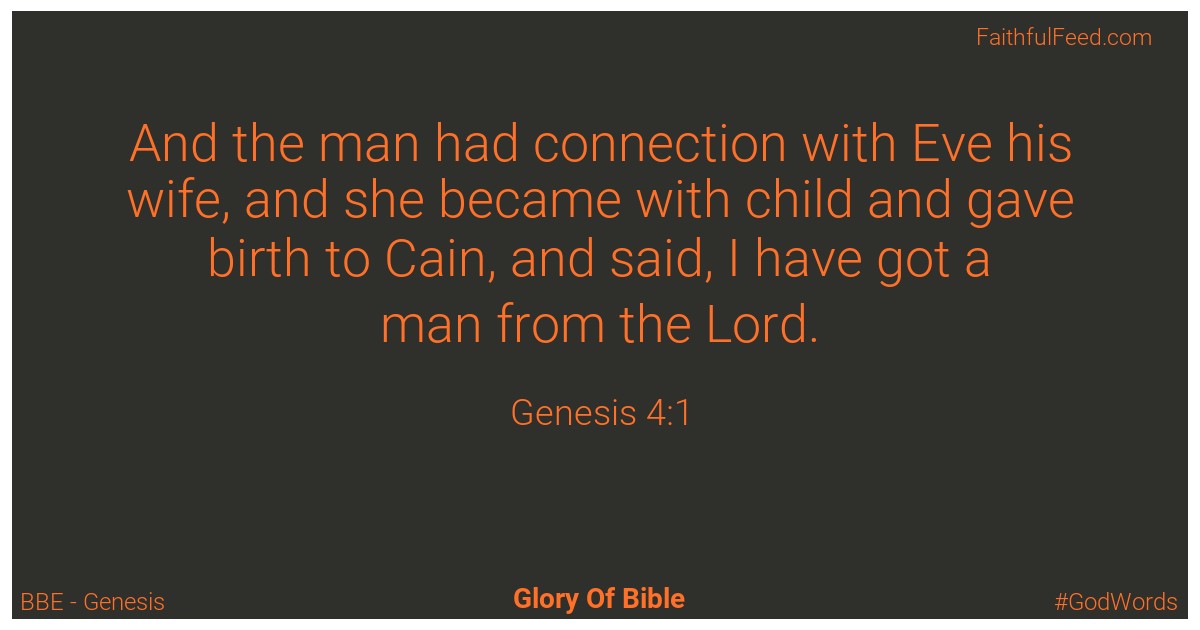 Genesis 4:1 - Bbe