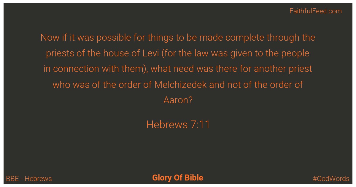 Hebrews 7:11 - Bbe