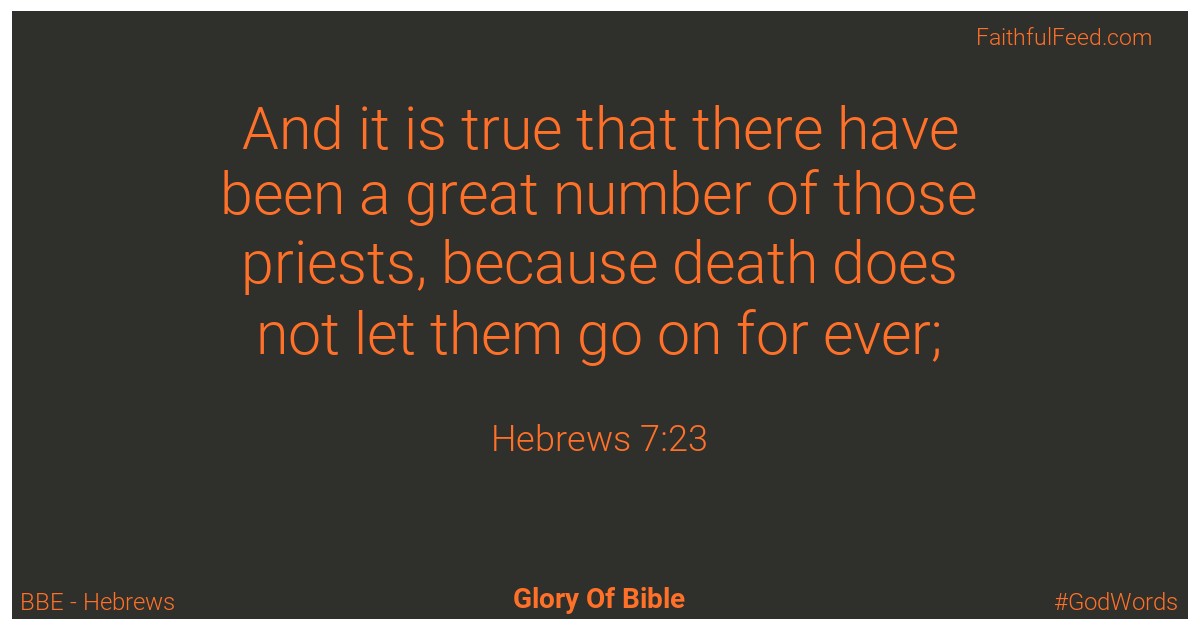 Hebrews 7:23 - Bbe