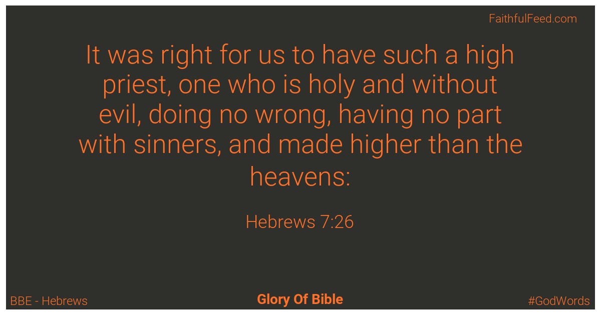 Hebrews 7:26 - Bbe