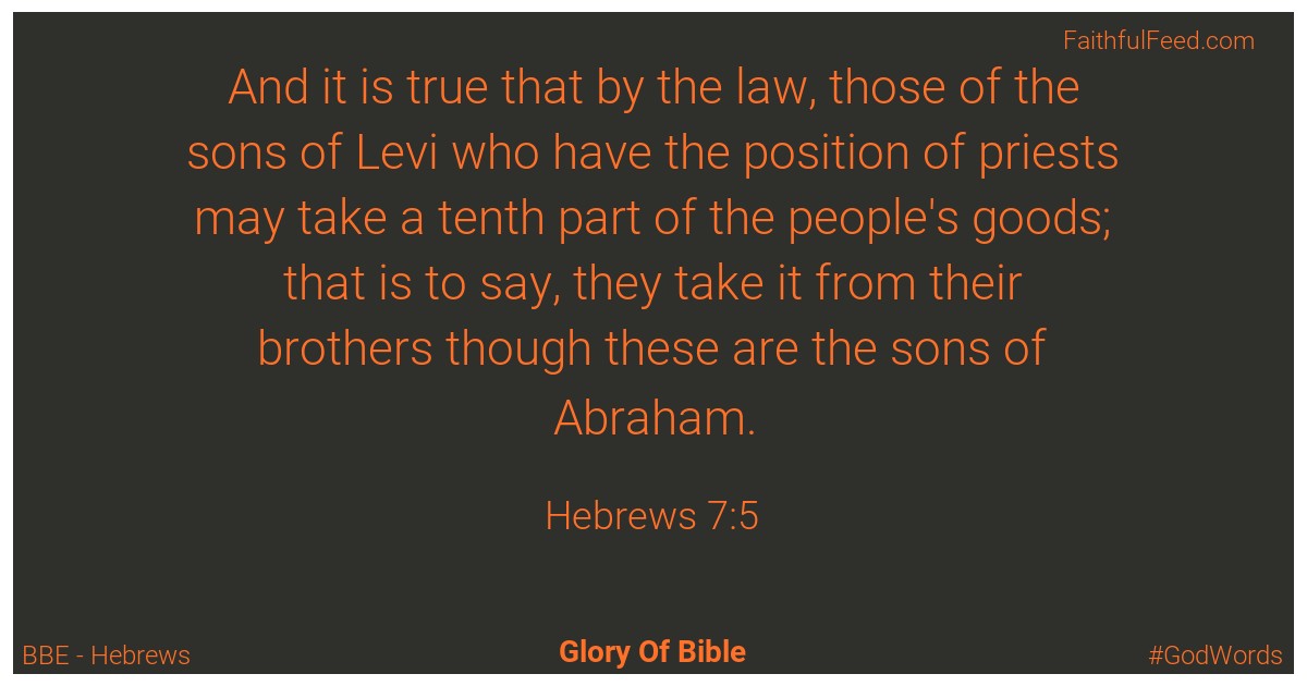 Hebrews 7:5 - Bbe